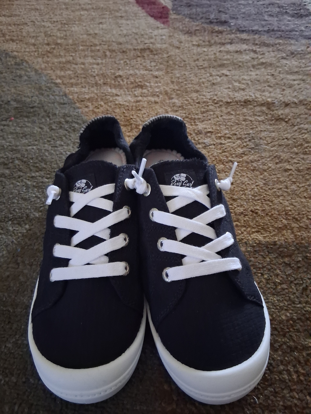 Roxy Black Canvas Sneakers with White Laces Size 8 Run Small